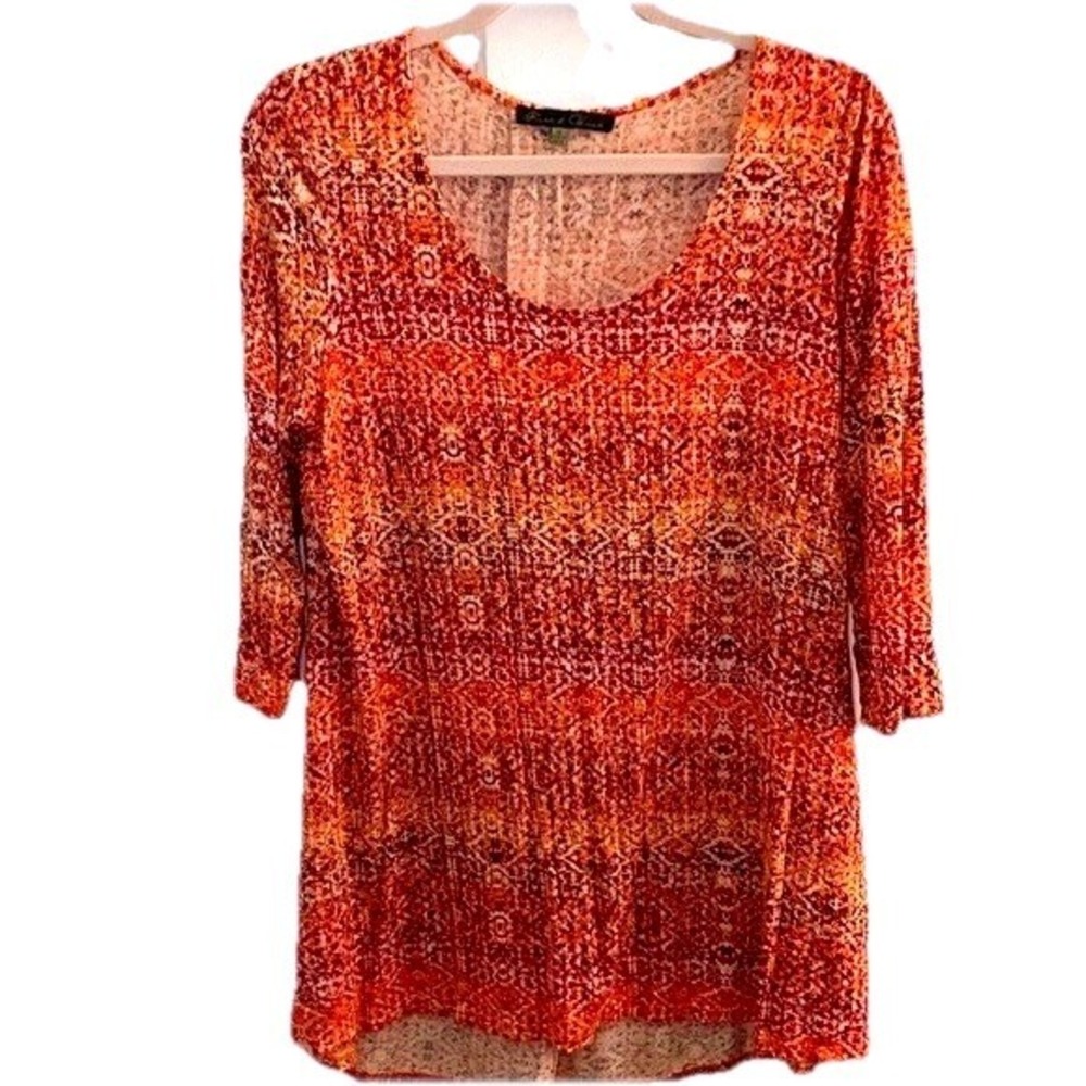 Rose & Olive Top 1X Orange Red Geometric Abstract Boho Vibrant Abstract Artistic